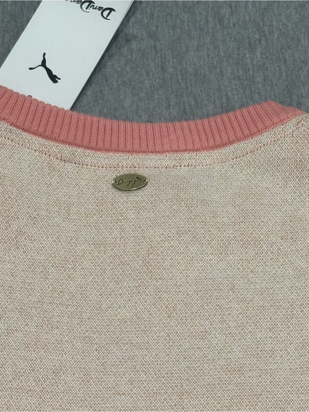 Puma Cream Floral Intarsia Crewneck Sweater with Pink Trim - Picture 8 of 9